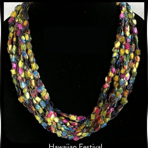 Light weight and elegant, Ribbon scarves/necklace colorful - Picture 1 of 8